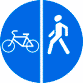 Дорожный знак - Пешеходная и велосипедная дорожка с разделением движения