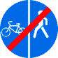 Дорожный знак - Конец пешеходной и велосипедной дорожки с разделением движения (конец велопешеходной дорожки с разделением движения)
