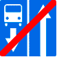 Дорожный знак - Конец дороги с полосой для маршрутных транспортных средств