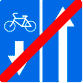 Дорожный знак - Конец дороги с полосой для велосипедистов